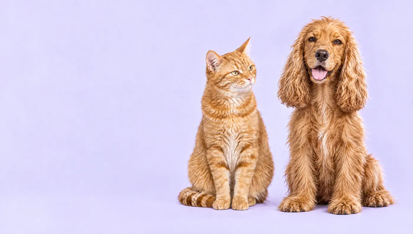 O cachorro já enxuto de toalha, com o pelo levantado e fofo, sentado de frente